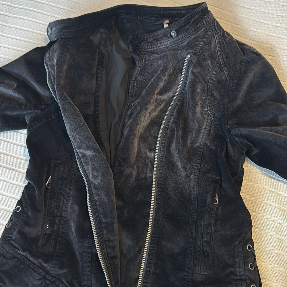 Free People Small waist coat charcoal velvet